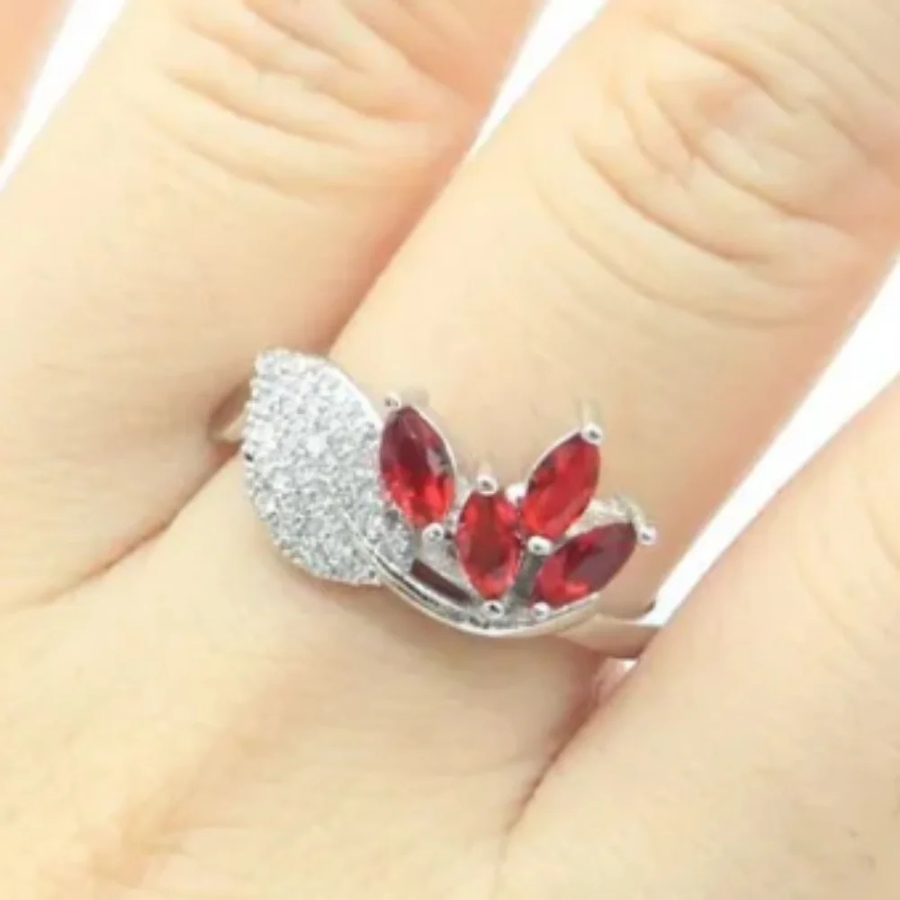 New simulated Ruby cz sterling silver ring - Picture 2 of 3